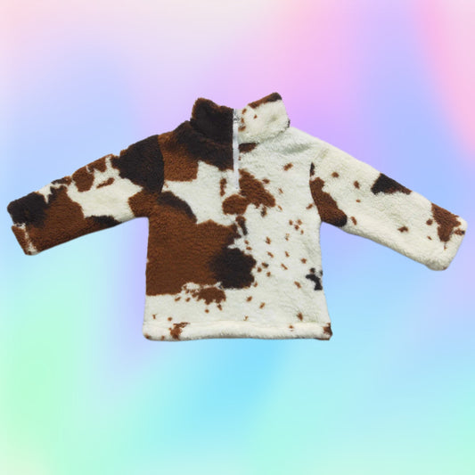 Brown Cow Print fuzzy pullover